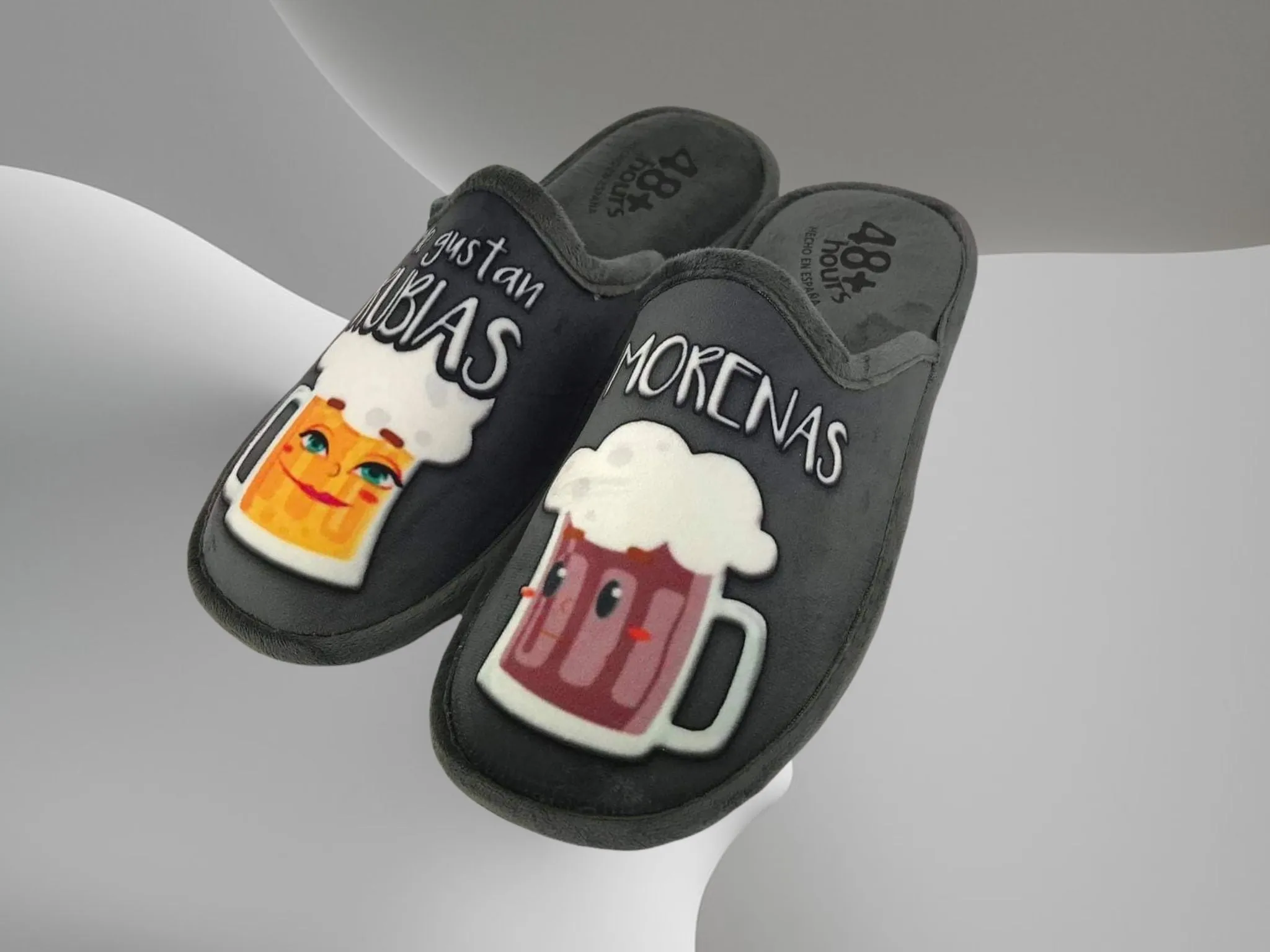 48Hours | Zapatillas casa descalzas divertidas hombre gris Rubias y Morenas gris