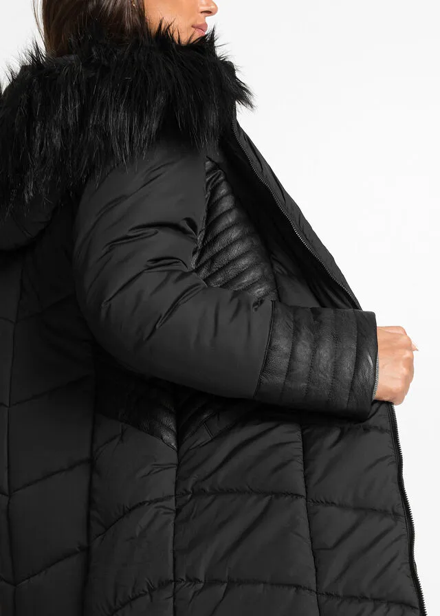Abrigo acolchado de poliéster reciclado Negro