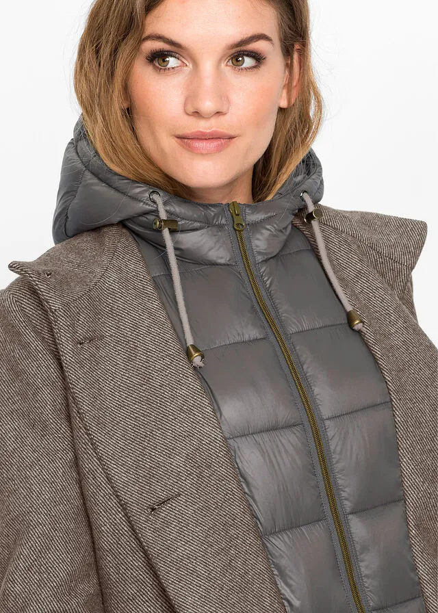 Abrigo corto de invierno con lana dos en uno Beige