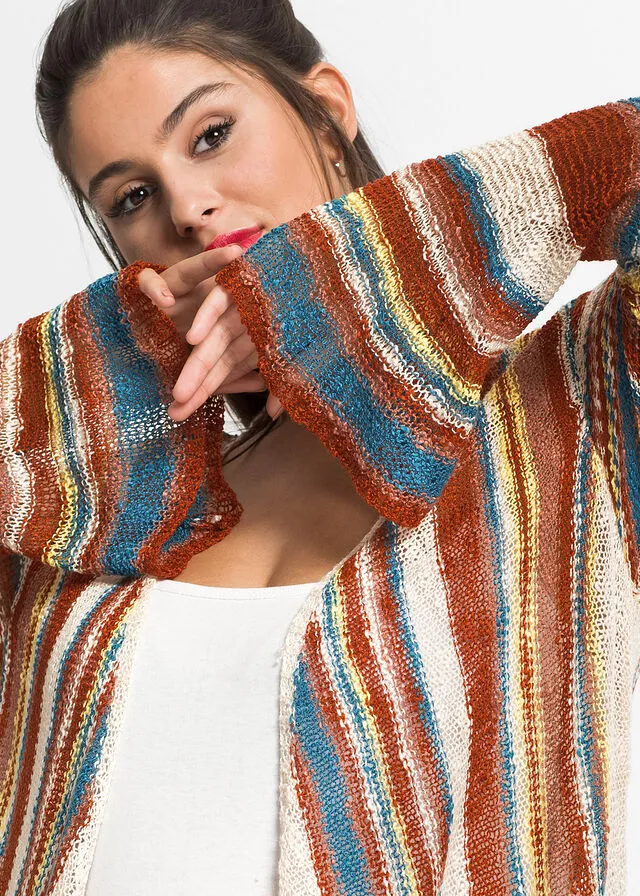 Abrigo de punto con rayas Rayas multicolor