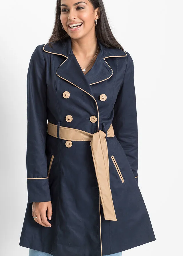Abrigo gabardina de doble botonadura Azul marino