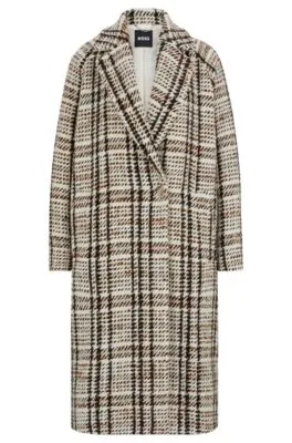 Abrigo oversize fit en tejido con lana a cuadros