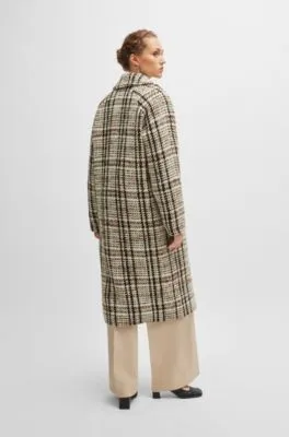 Abrigo oversize fit en tejido con lana a cuadros