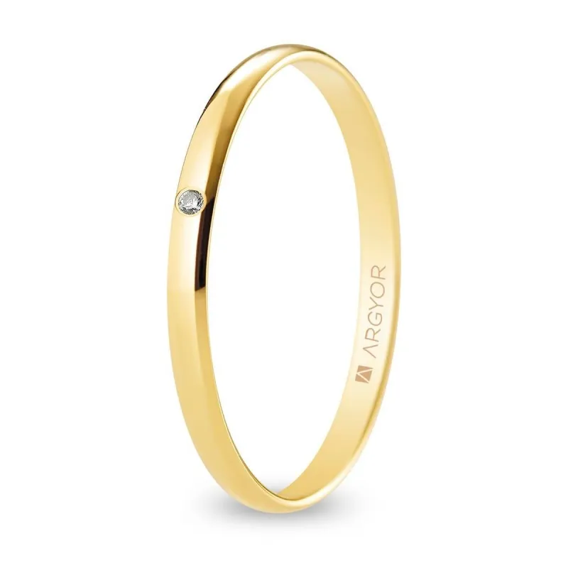 Alianza "Argyor" Diamante/Pulida Oro 18k 2mm (A20RP1D)