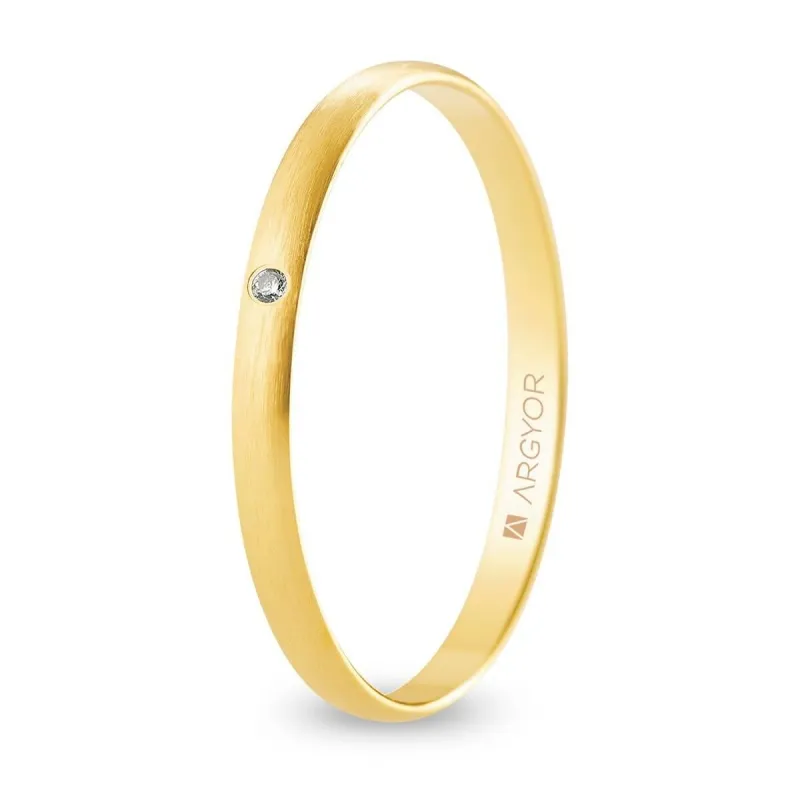 Alianza "Argyor" Diamante/Satinada Oro 18k 2mm (A20RS1D)