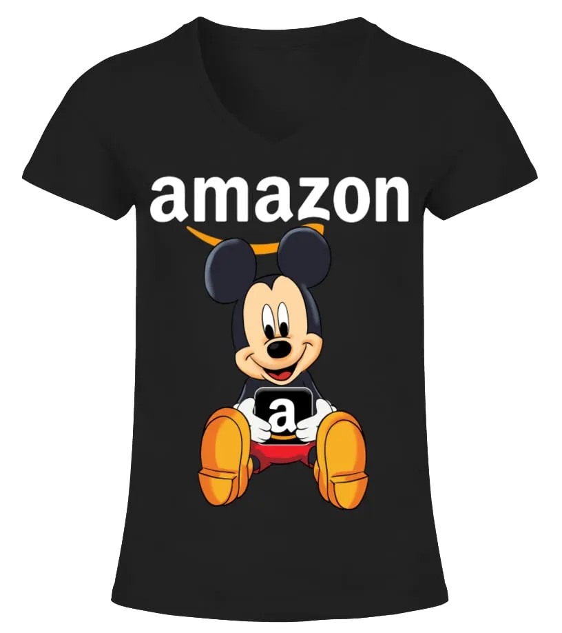 amazon Camiseta cuello pico Mujer