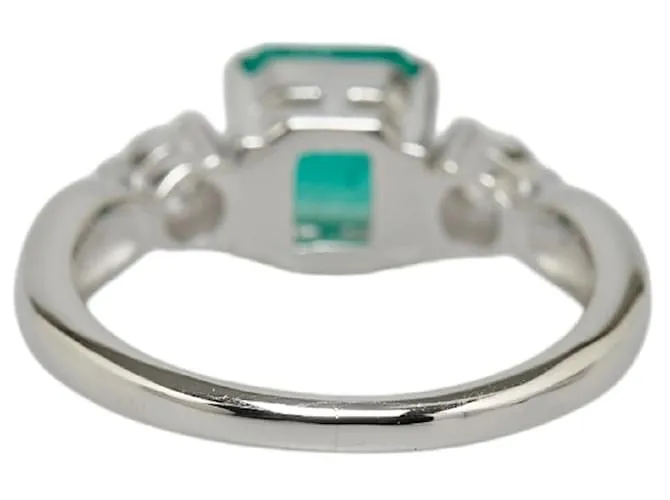 & Other Stories Anillo de platino Pt900 con esmeralda de 0.83 ct y diamante de 0.20 ct en excelente estado Plata 