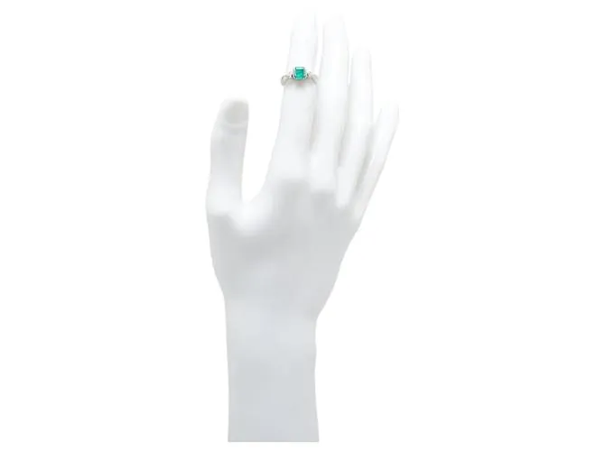 & Other Stories Anillo de platino Pt900 con esmeralda de 0.83 ct y diamante de 0.20 ct en excelente estado Plata 