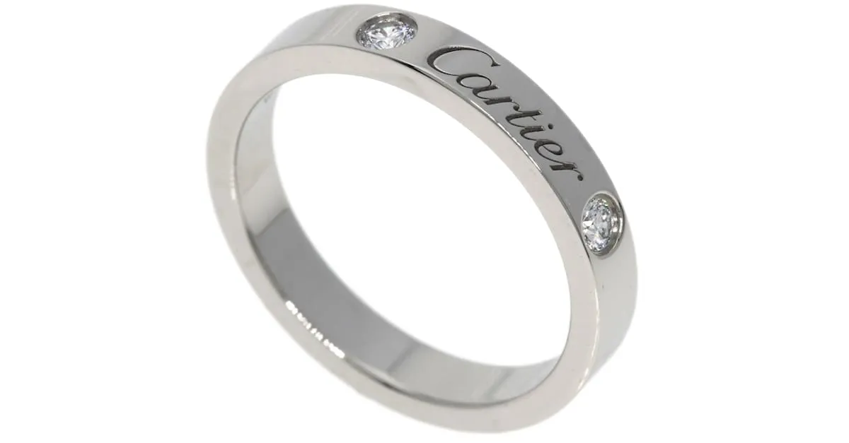 Anillo de platino con diamante 2P grabado Cartier 