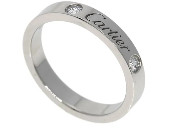 Anillo de platino con diamante 2P grabado Cartier 