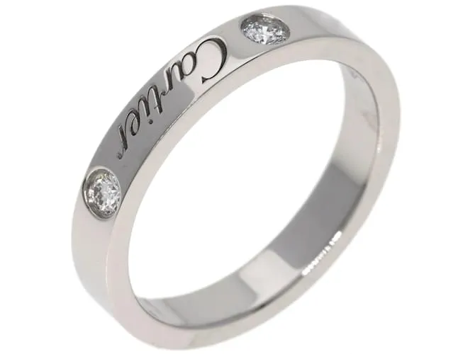 Anillo de platino con diamante 2P grabado Cartier 