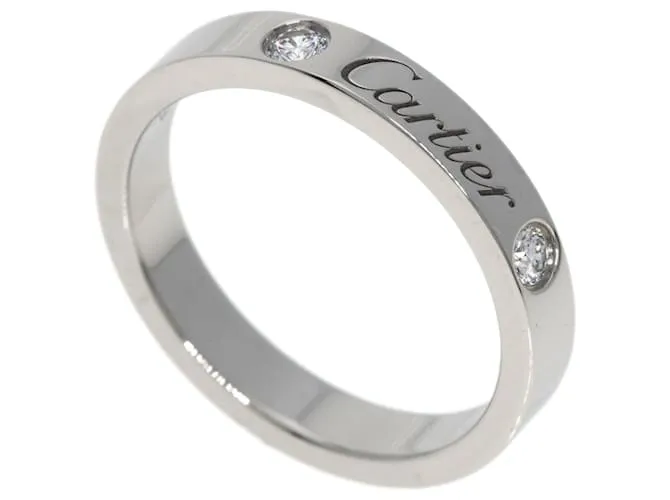 Anillo de platino con diamante 2P grabado Cartier 