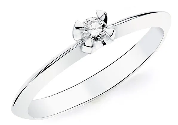 Anillo Oro Blanco Diamante 0,10 Qts