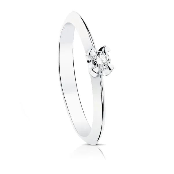 Anillo Oro Blanco Diamante 0,10 Qts