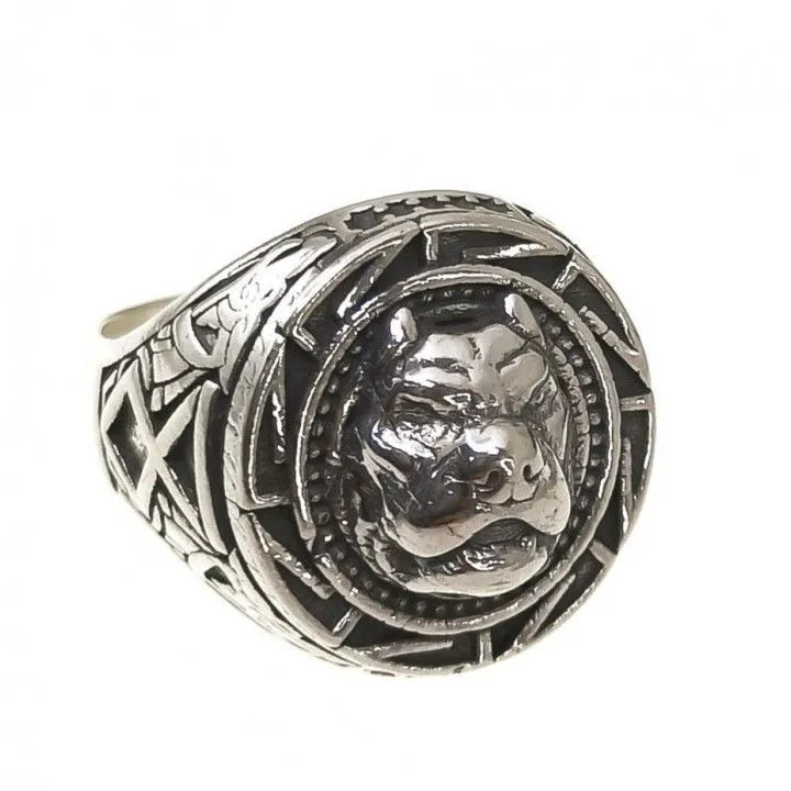 Anillo Sello pitbull en Plata