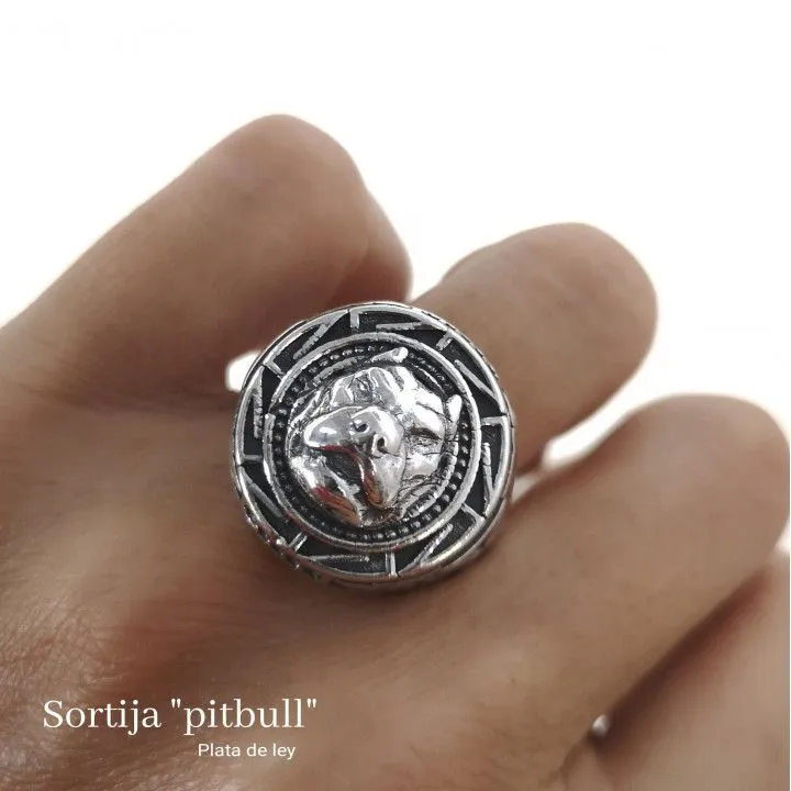 Anillo Sello pitbull en Plata