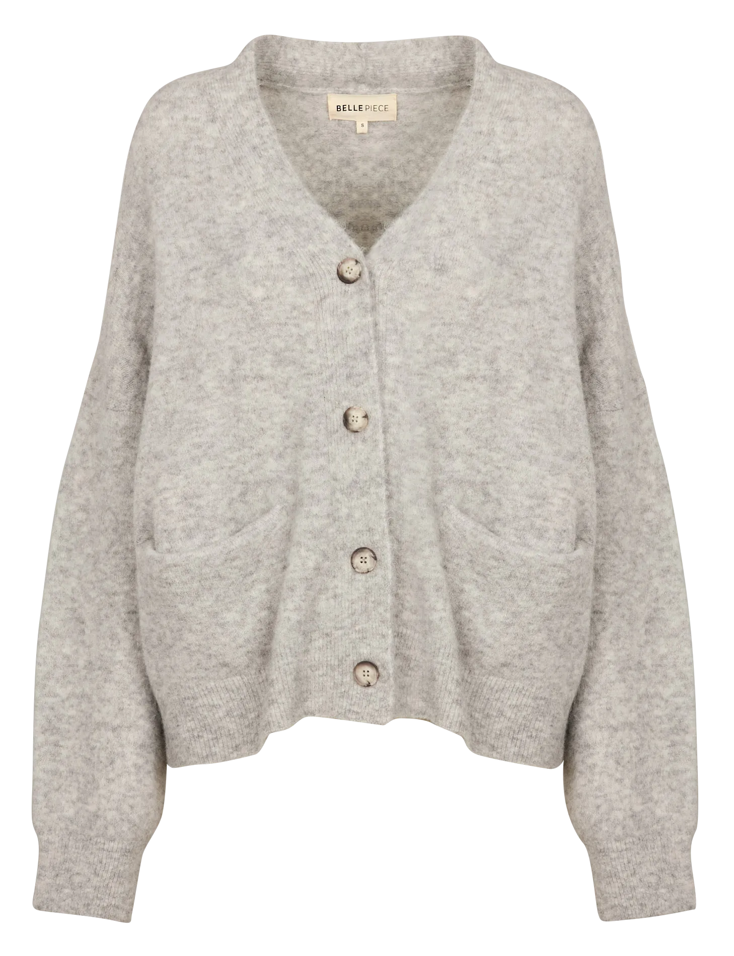 BELLEPIECE AUSTIN  CHALECO AMPLIO DE CUELLO EN V DE MEZCLA DE ALPACA EN GRIS