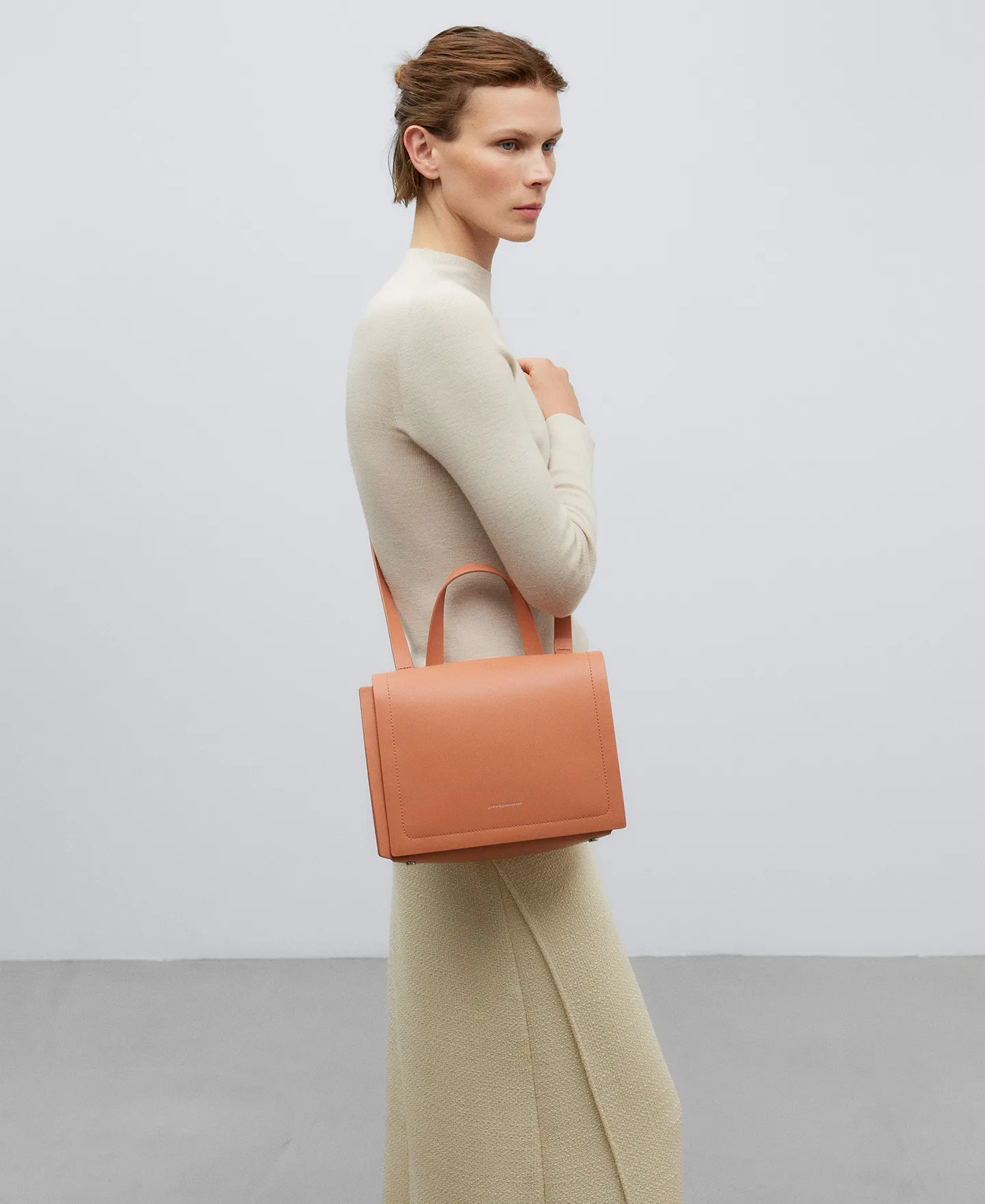 Bolso en piel responsable marrón mujer