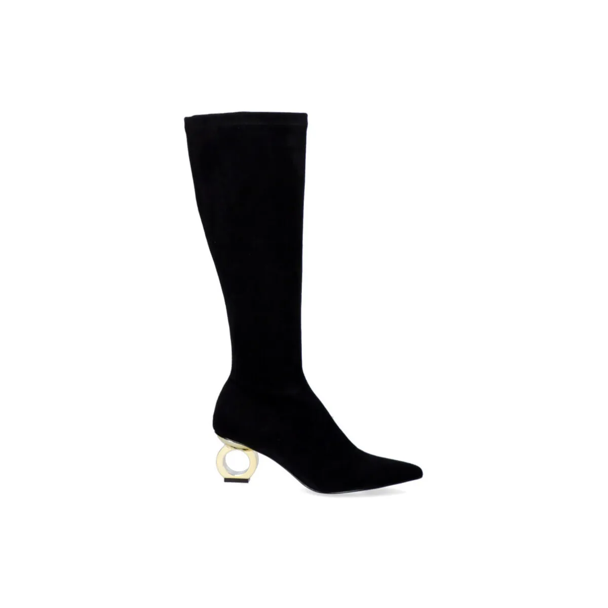 BOTA ALTA CON TACÓN CIRCULAR BRUNA622 NEGRO