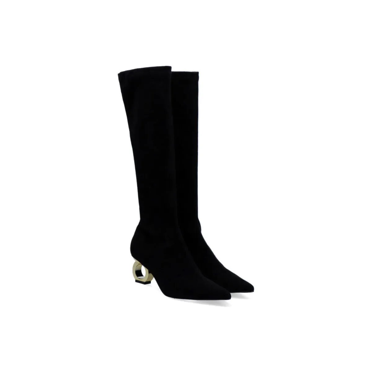BOTA ALTA CON TACÓN CIRCULAR BRUNA622 NEGRO