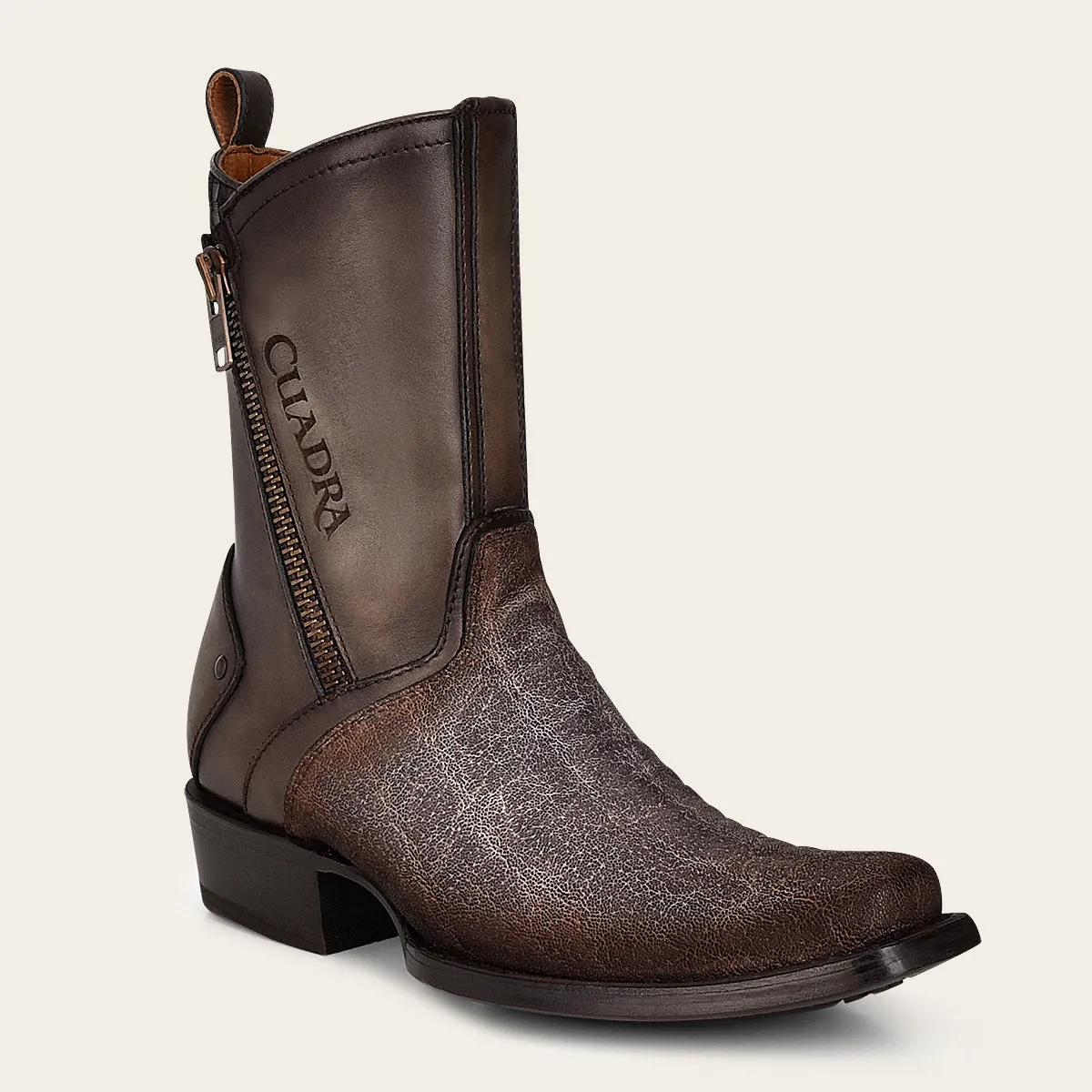Bota fine western en piel genuina de elefante para cabellero
