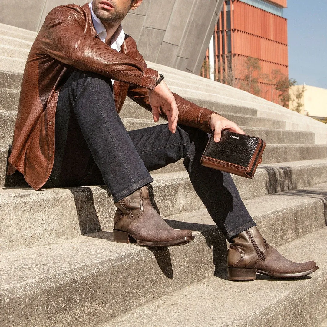 Bota fine western en piel genuina de elefante para cabellero
