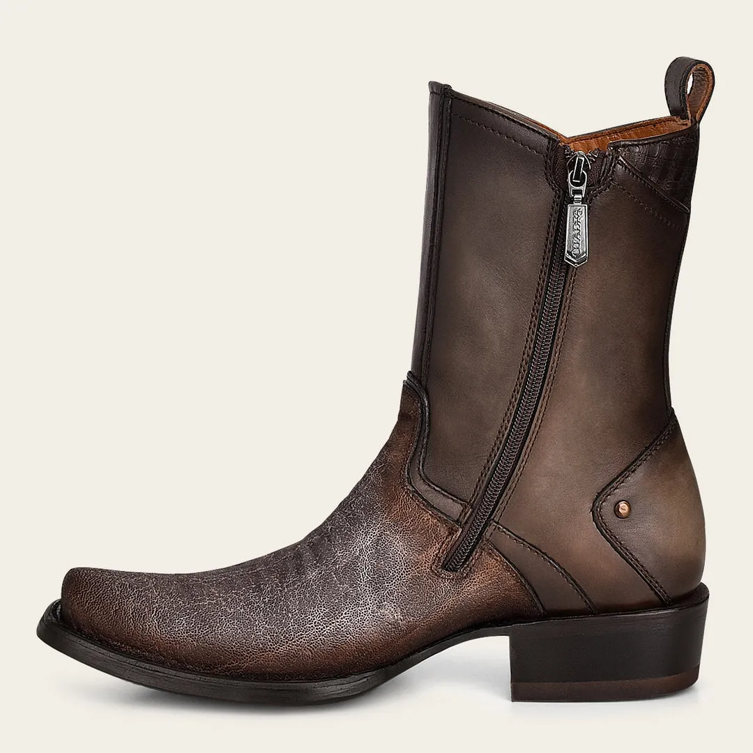 Bota fine western en piel genuina de elefante para cabellero