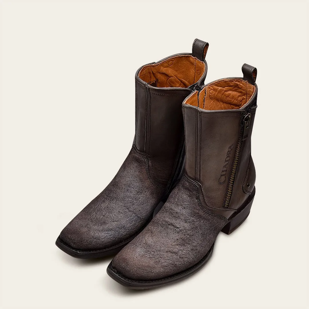 Bota fine western en piel genuina de elefante para cabellero