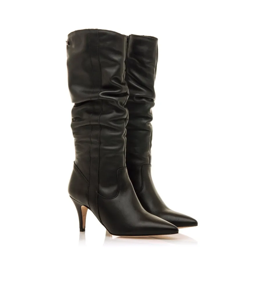 BOTAS DE PIEL CHANTAL NEGRO ALTURA TACóN 8CM