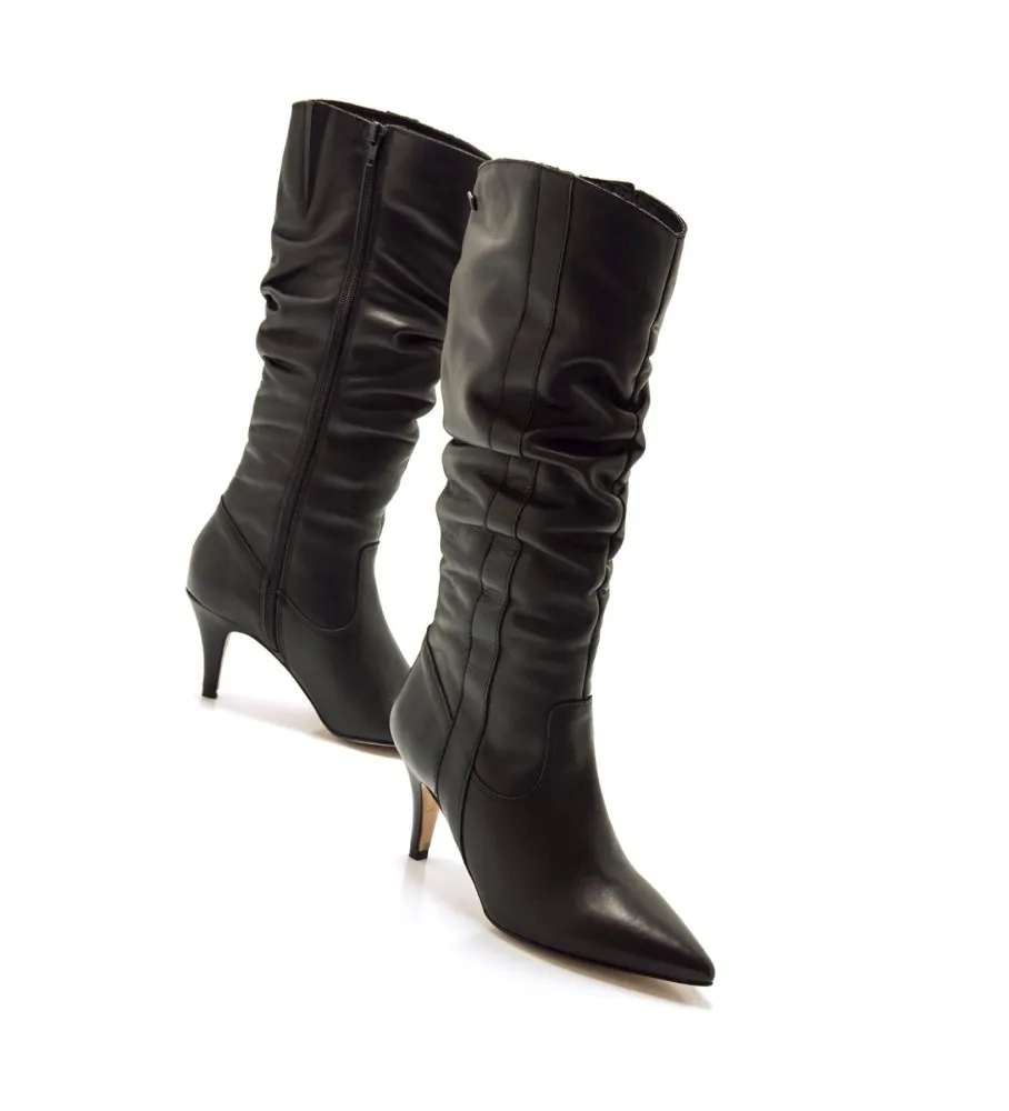 BOTAS DE PIEL CHANTAL NEGRO ALTURA TACóN 8CM