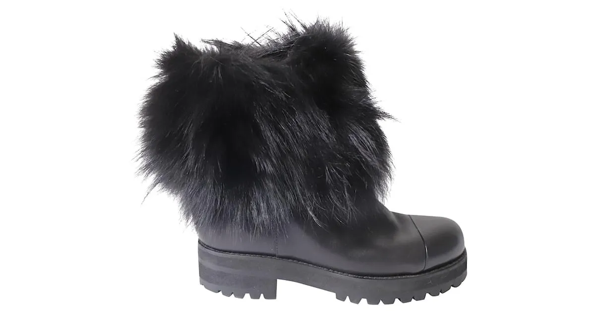 Botines con adornos de piel de Jimmy Choo en cuero negro 