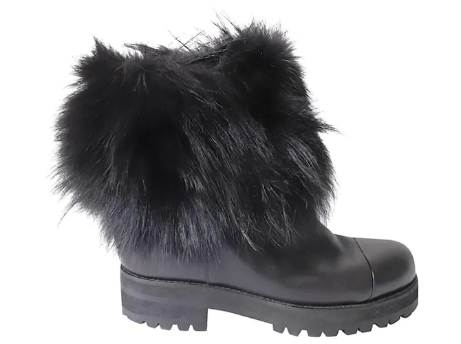 Botines con adornos de piel de Jimmy Choo en cuero negro 