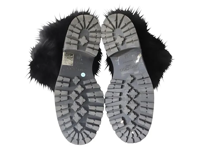 Botines con adornos de piel de Jimmy Choo en cuero negro 