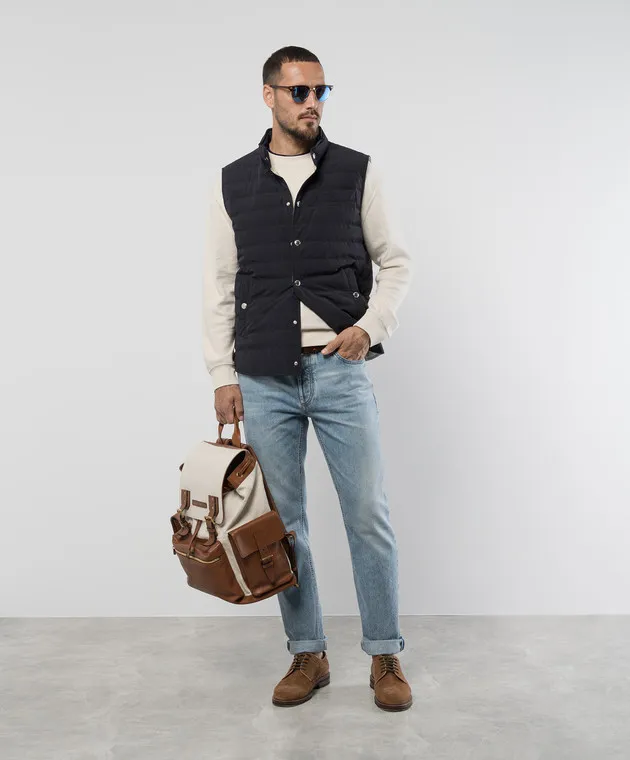Brunello Cucinelli Blue down vest with quilting