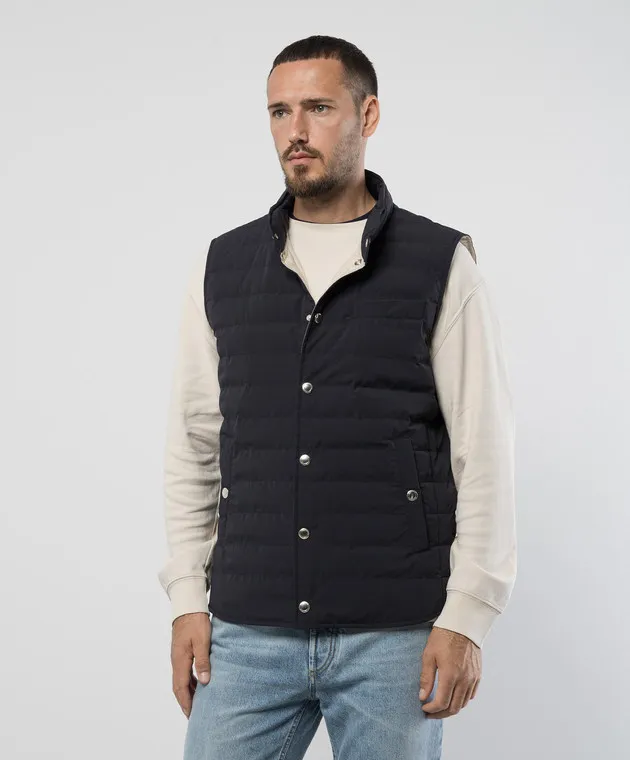 Brunello Cucinelli Blue down vest with quilting
