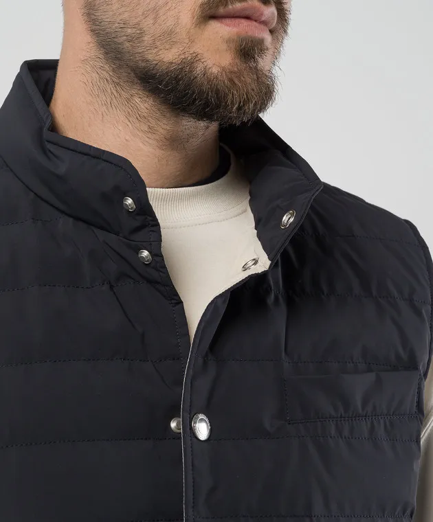 Brunello Cucinelli Blue down vest with quilting