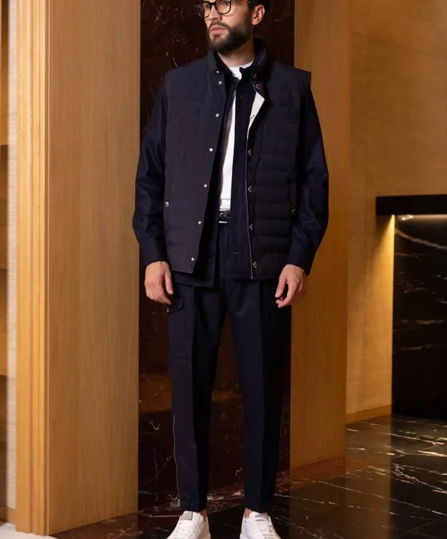 Brunello Cucinelli Blue down vest with quilting