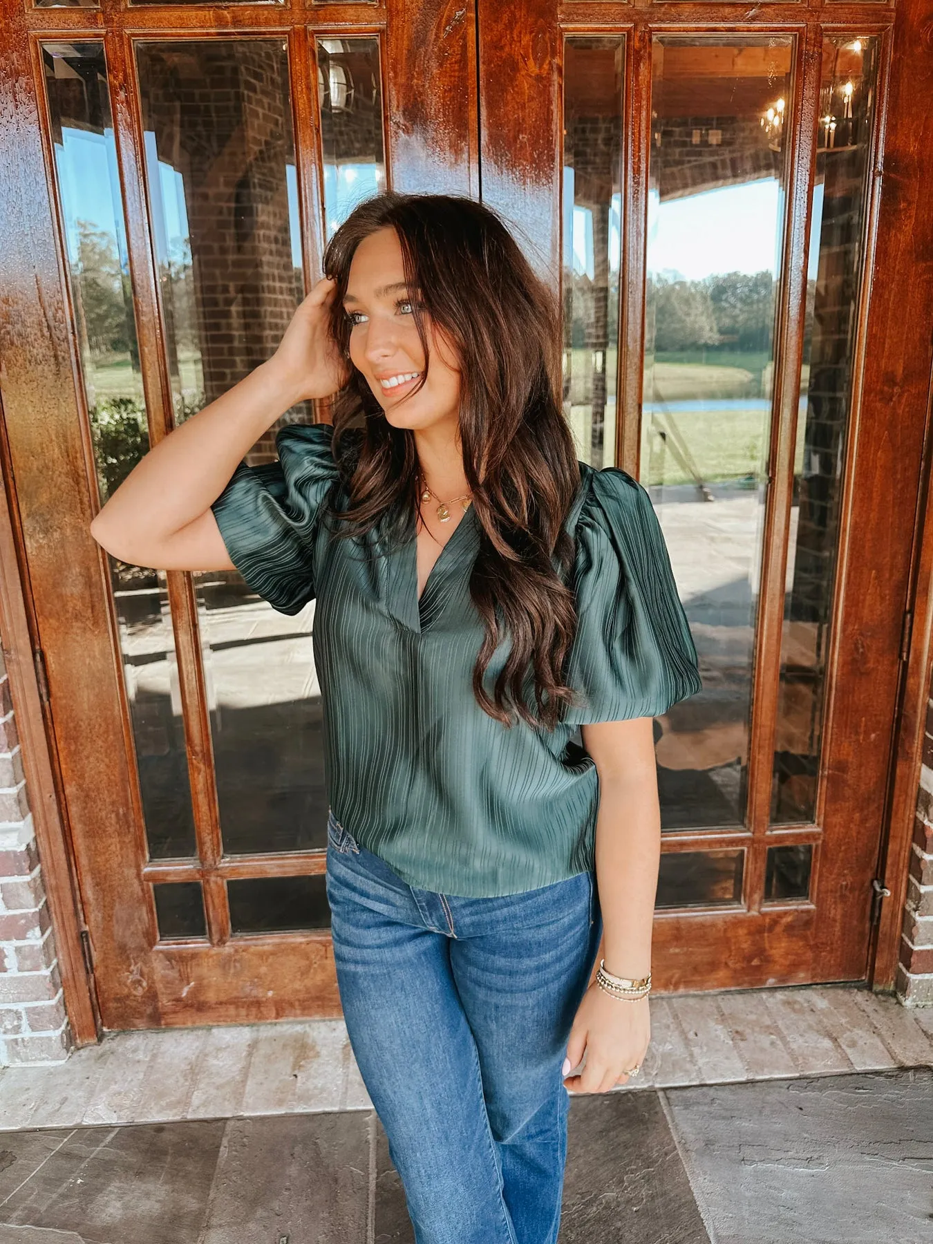 CAFE SOCIAL HUNTER GREEN TOP