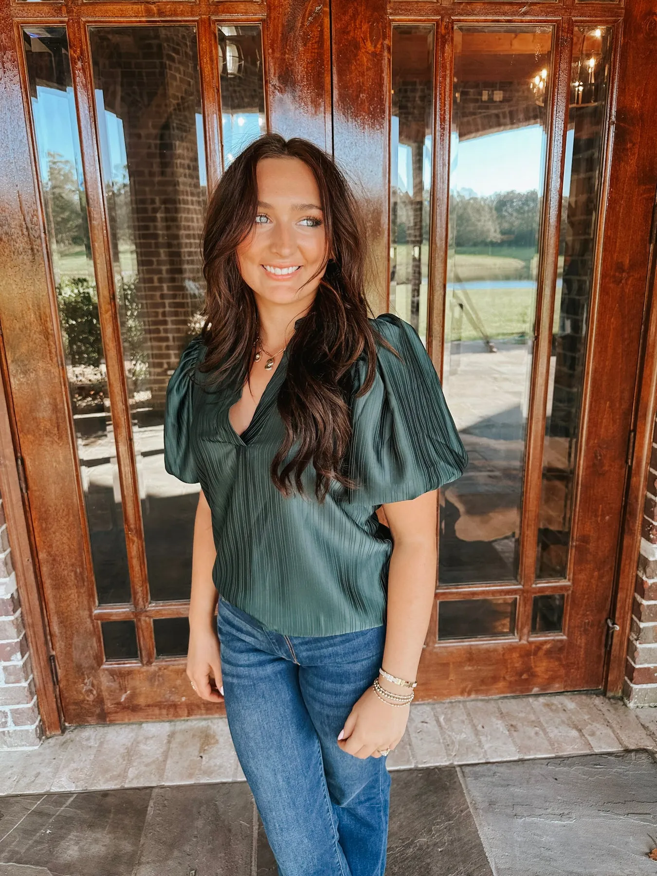 CAFE SOCIAL HUNTER GREEN TOP