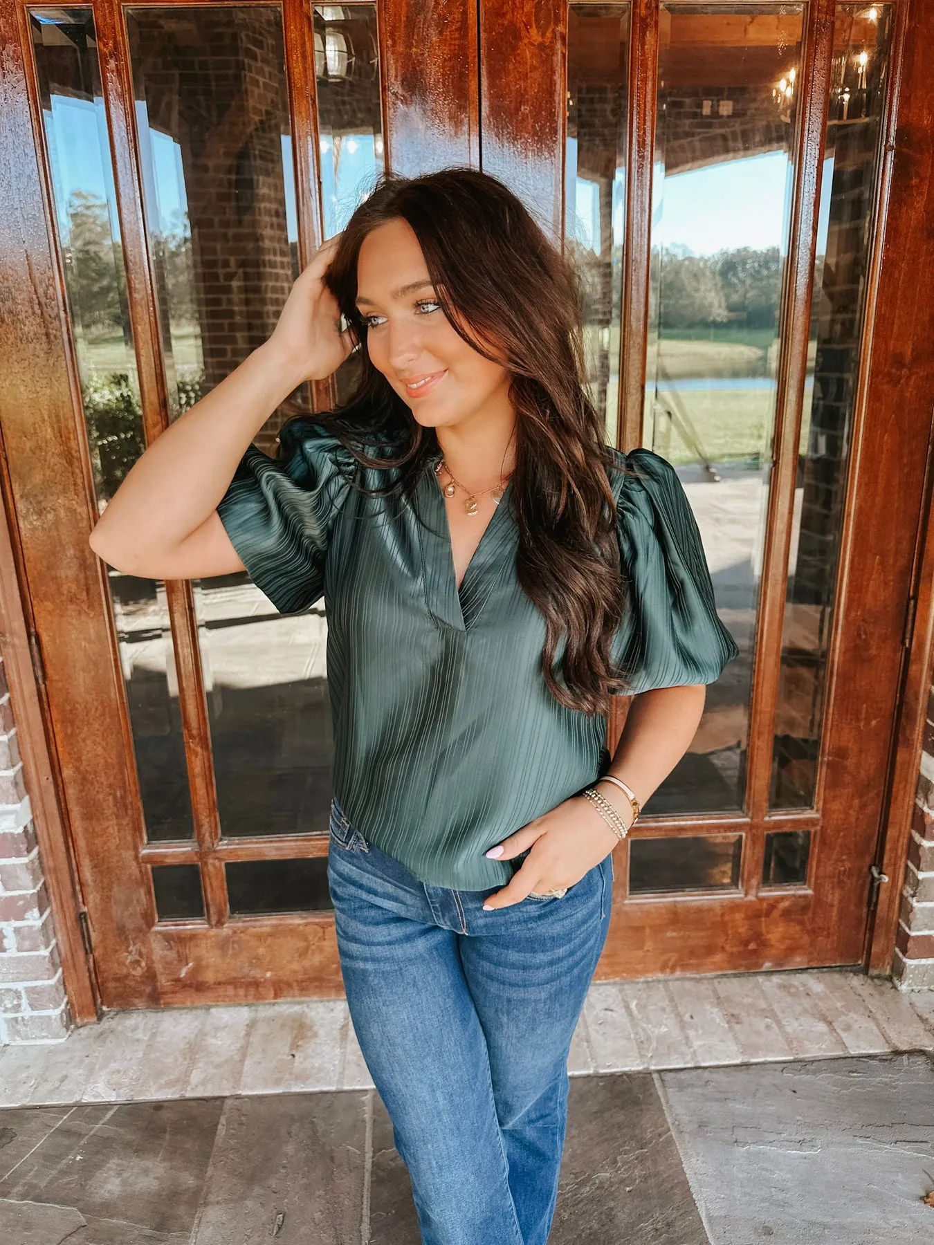 CAFE SOCIAL HUNTER GREEN TOP