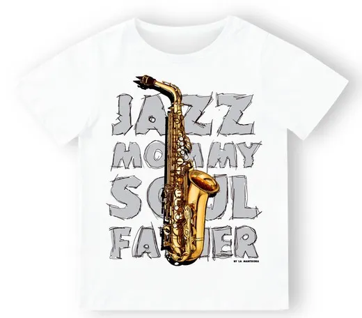 Camiseta para bebé Saxo en blanco