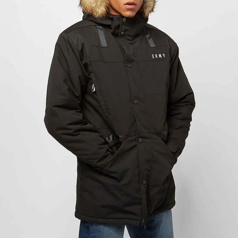 CHAQUETA INVIERNO GRIMEY HOMBRE CON CAPUCHA FORRADA INTERIOR PELO PANTERA V8 PARKA BLACK REF. GRPAR108BLK NEGRA