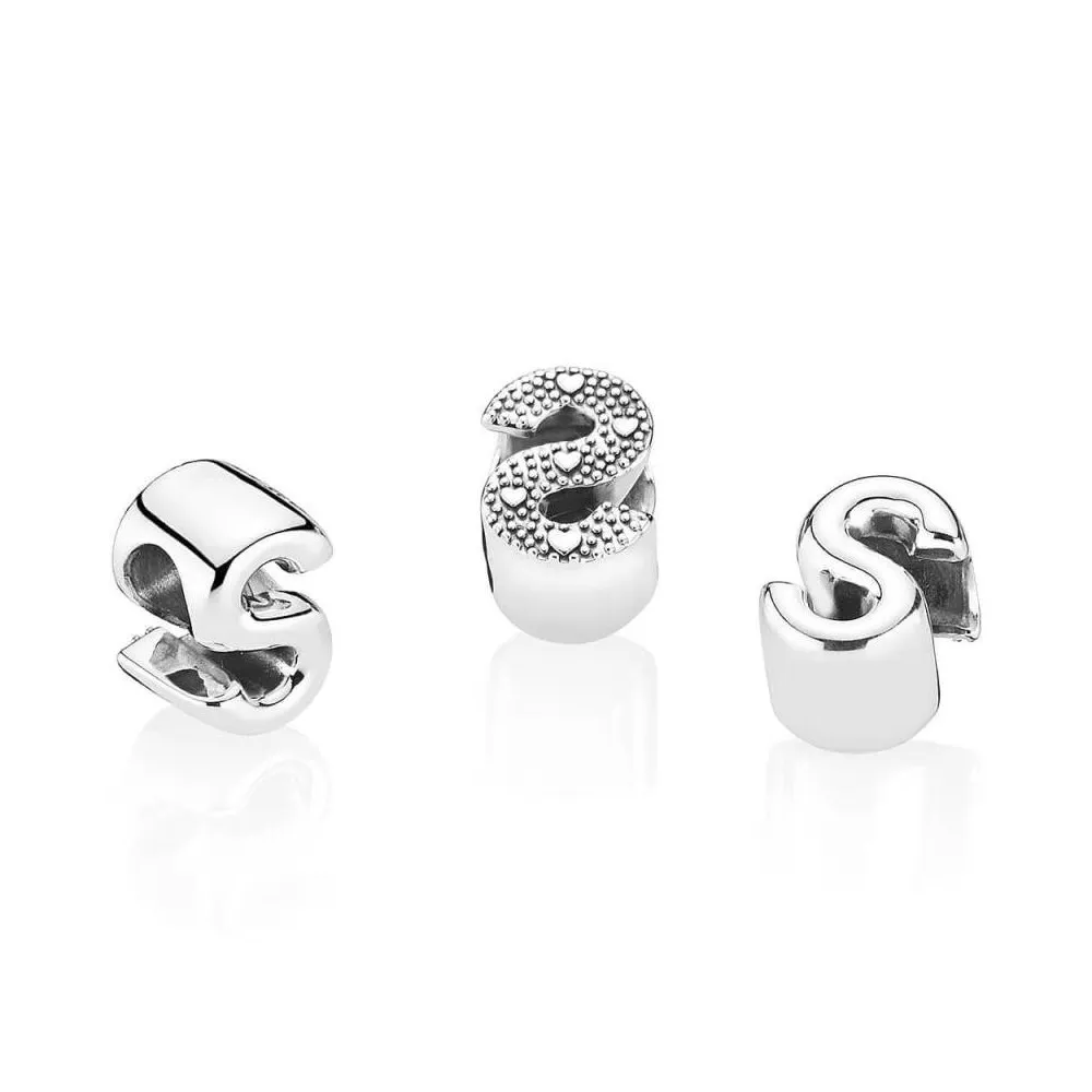 Charm Pandora de plata inicial letra S