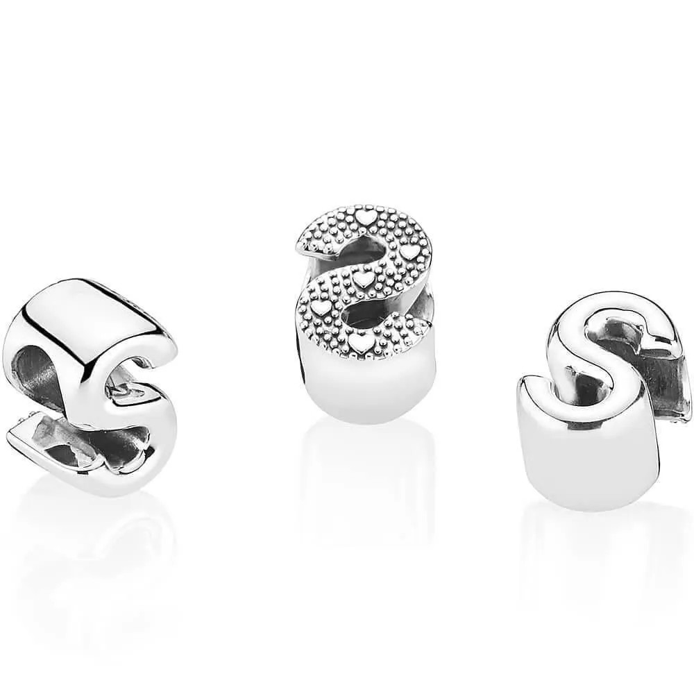 Charm Pandora de plata inicial letra S