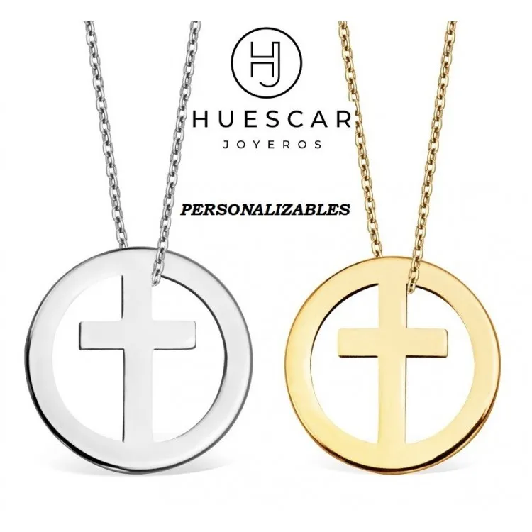 Colgante Cruz para grabar + cadena  plata de ley