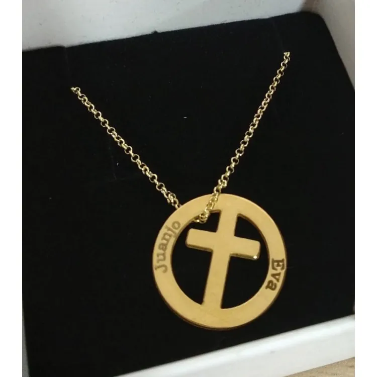Colgante Cruz para grabar + cadena  plata de ley