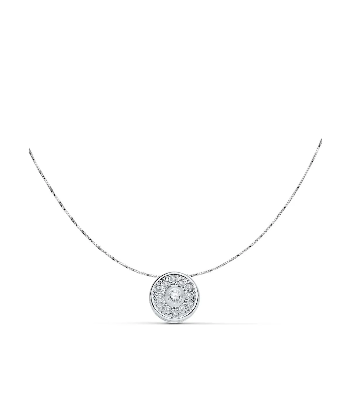 Collier femme zircons Or Blanc 18k
