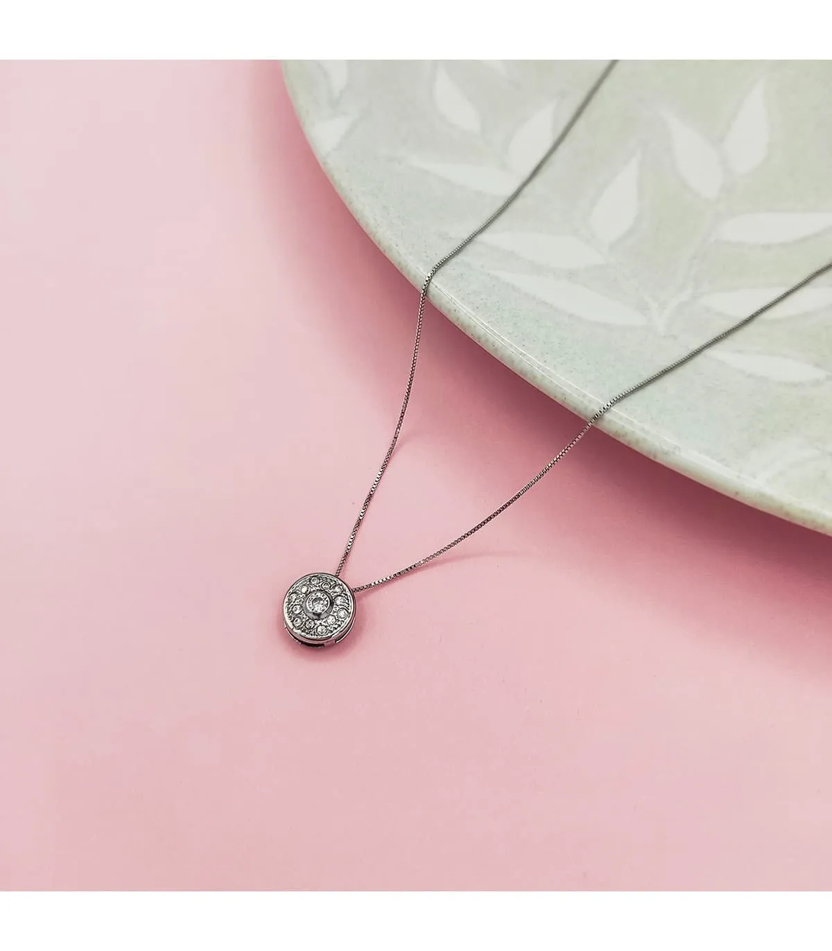Collier femme zircons Or Blanc 18k