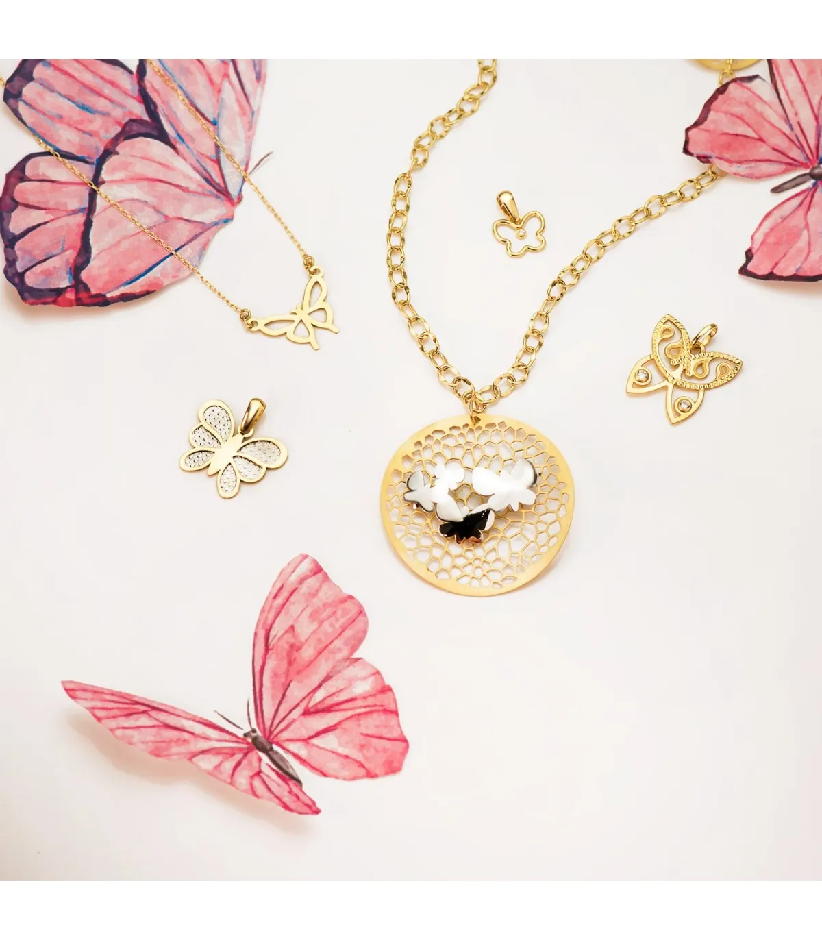 Collier or bicolore 18k Sweet Butterfly