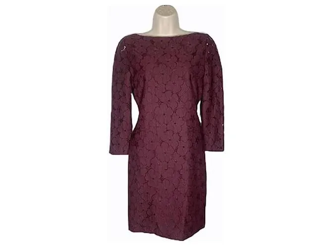 Diane Von Furstenberg Vestido burdeos con encaje floral Sarita de DvF Púrpura 